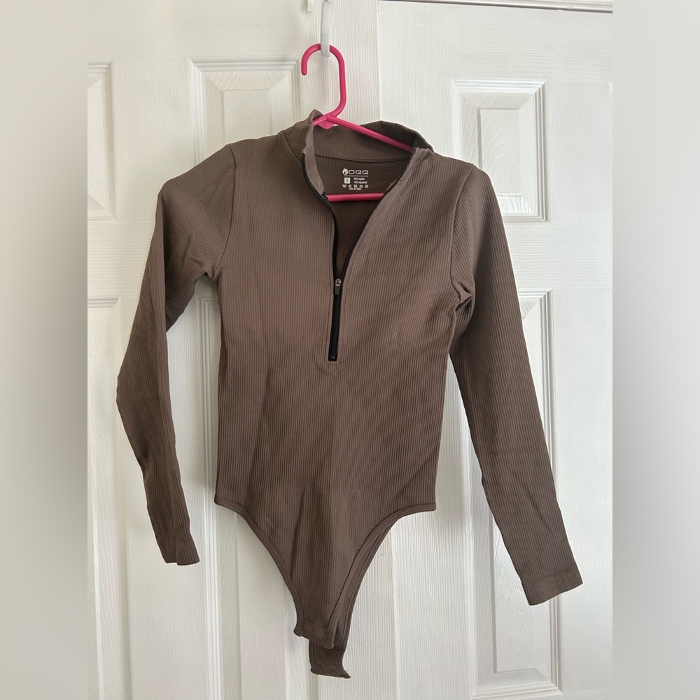 Dark Taupe Bodysuit with Zipper